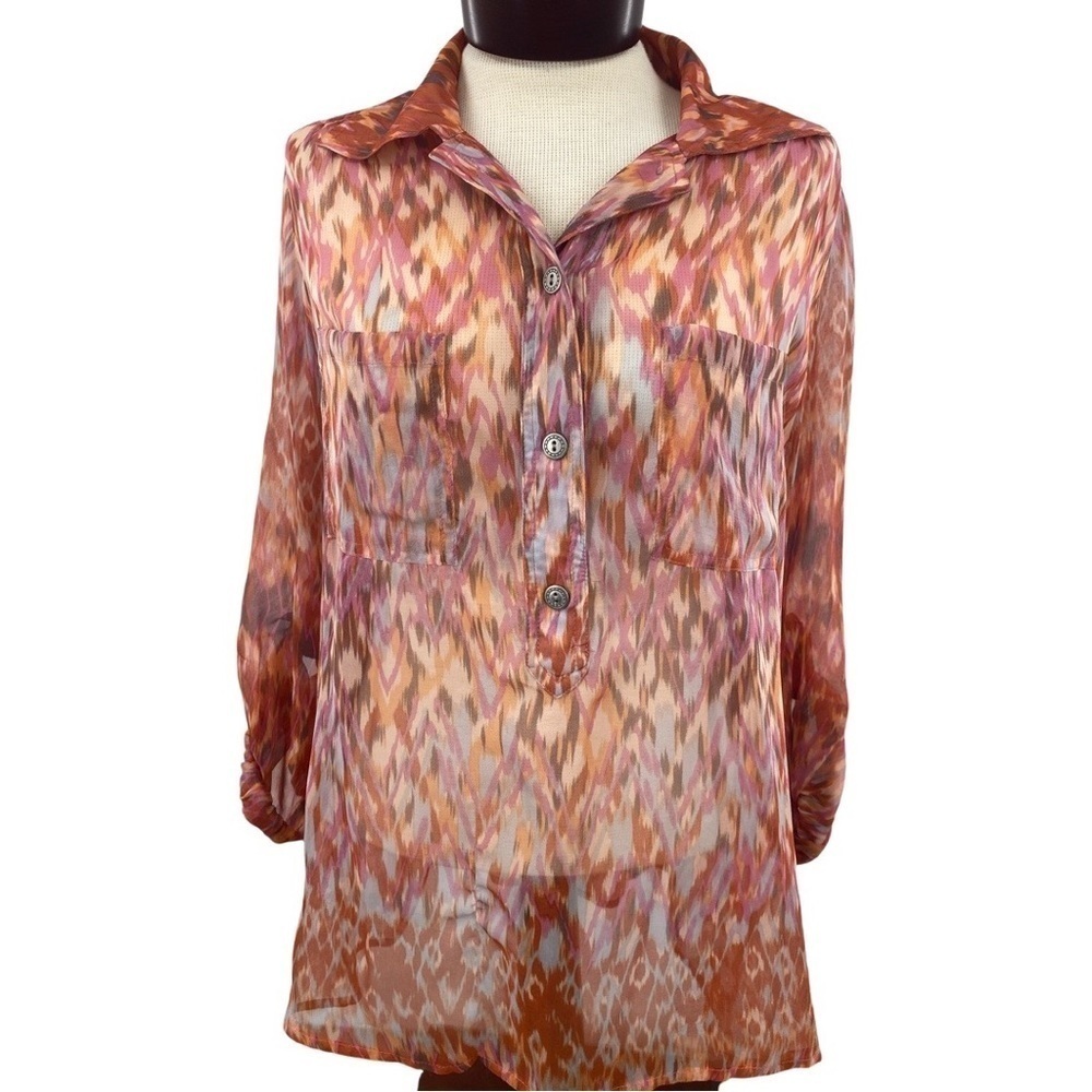 Hunter Dixson NewYork 100% Silk Watercolor Pullover Top Size Large